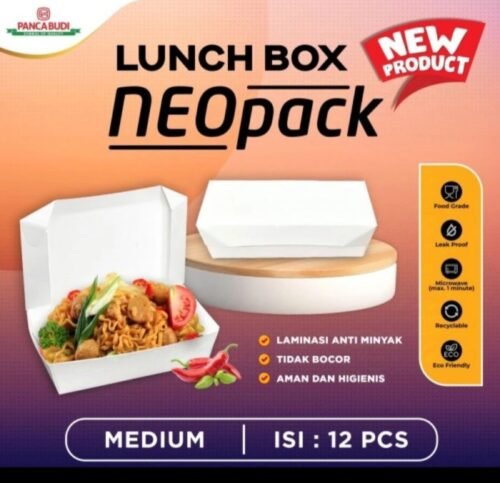 Lunch Box Paper M Neopack / Kemasan Take Away / Kotak Makan Laminasi